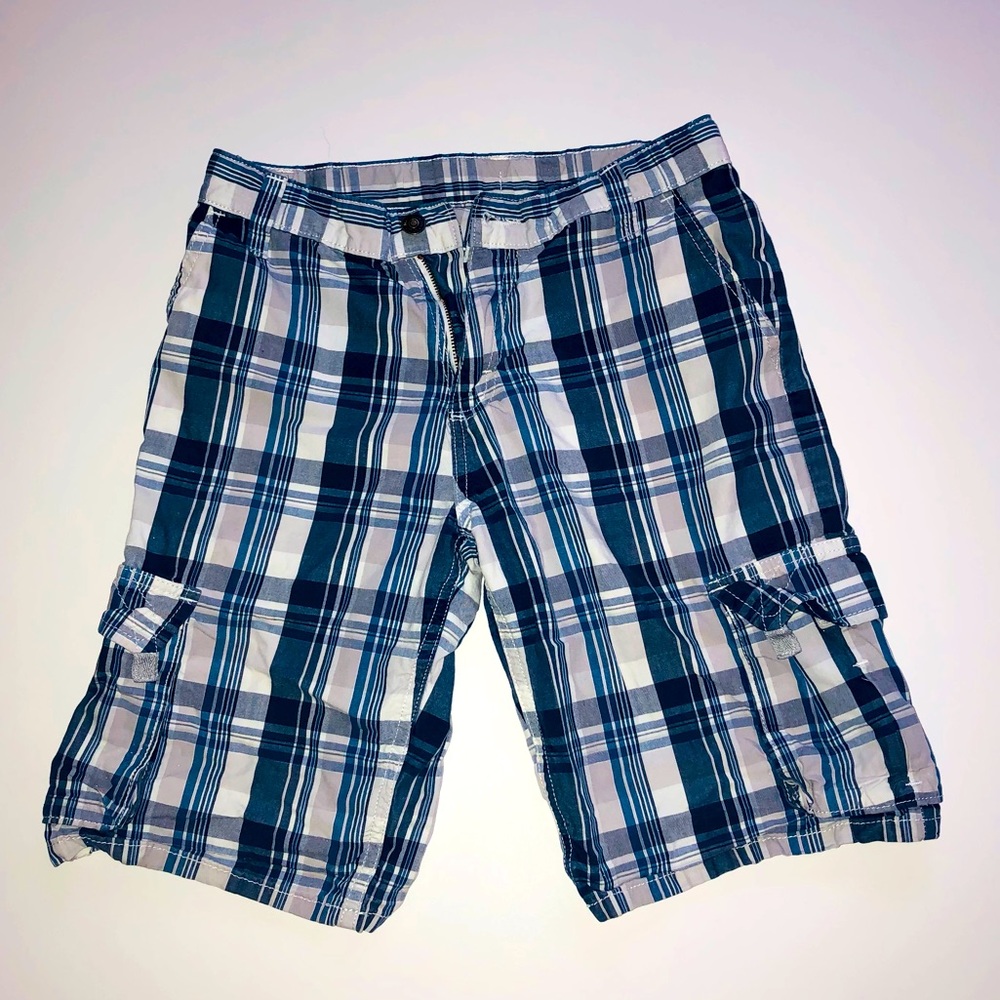 Boys Wrg Jeans Co Blue Plaid Shorts Adjustable Waist